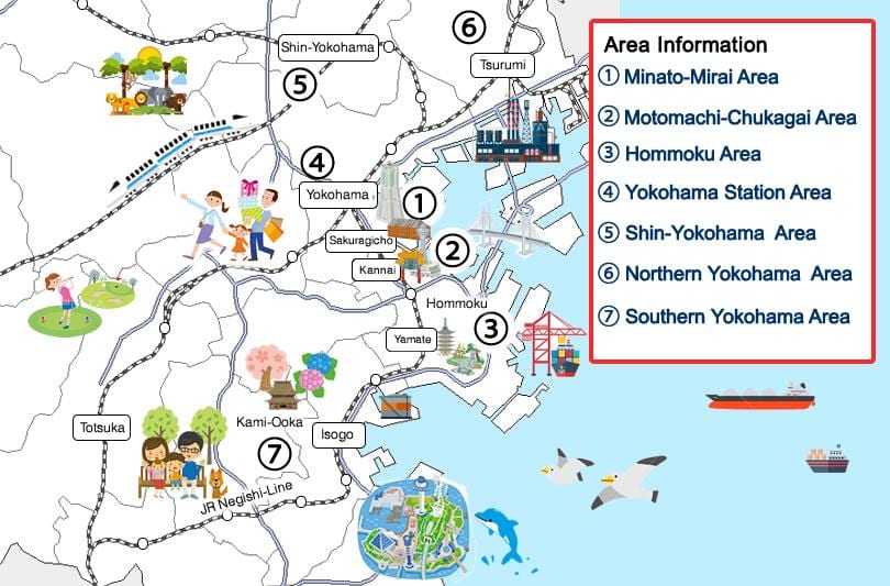 Yokohama nähtävyydet kartta
